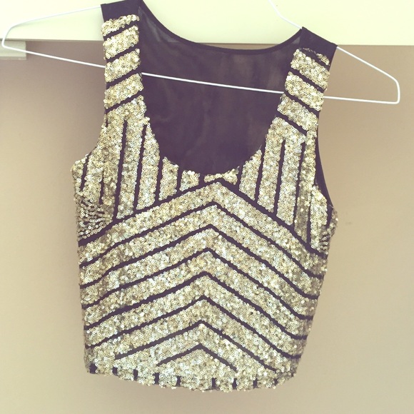 Gold sequin tank top
