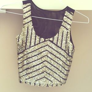 Gold sequin tank top