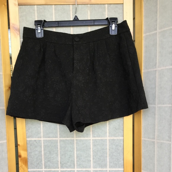 Free People Black on Black Floral Shorts