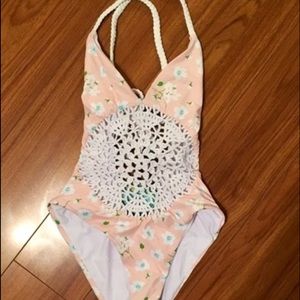 Frankie's pink pansies one piece