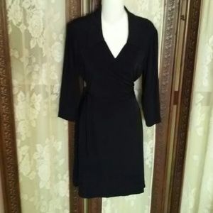 Laundry black wrap stretch dress