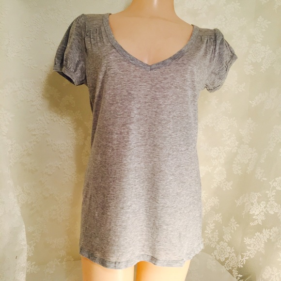 Finesse Tops - Gray V- neck blouse FINAL CLEARANCE
