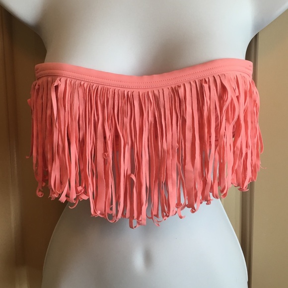 Coral Fringe Swim Top
