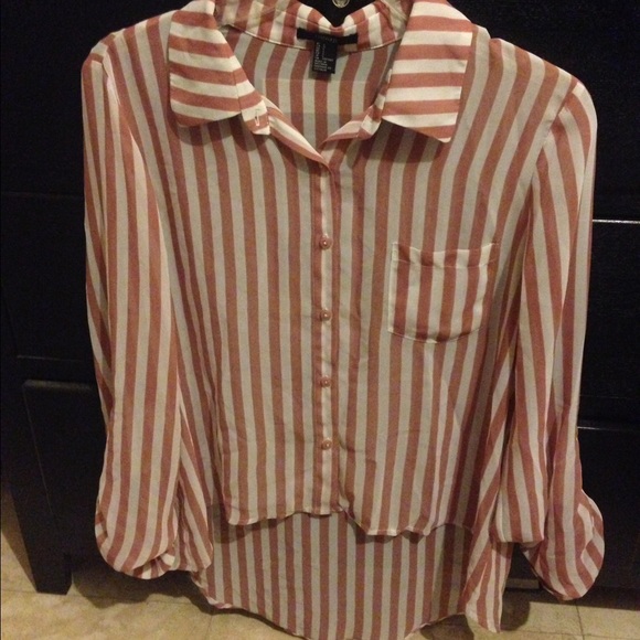 Peach Vertical stripped blouse