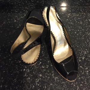 Jessica Simpson sling heal black patten leather