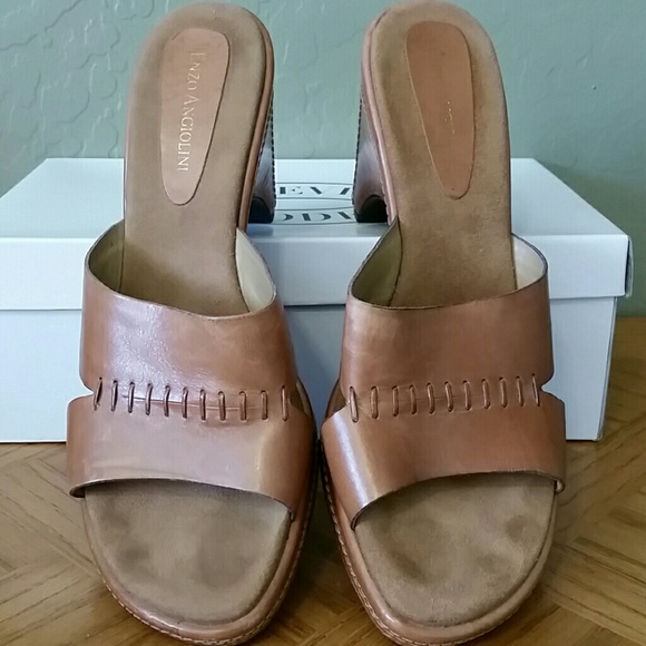 New ENZO leather slip on sandals in chestnut color - Picture 4 of 4