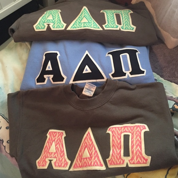Alpha Delta Pi Lettered Crew Neck Sweatshirts
