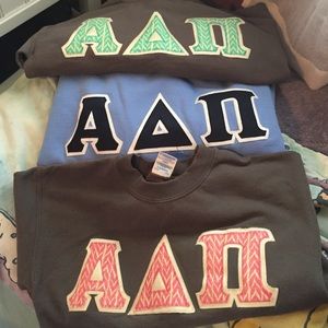 Alpha Delta Pi Lettered Crew Neck Sweatshirts