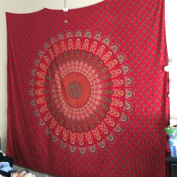 Red Mandala Tapestry