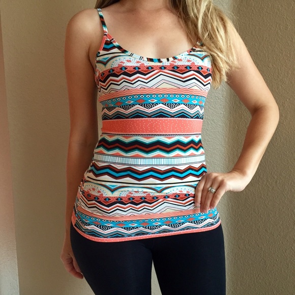 Tops - Coral Tribal Print Tank