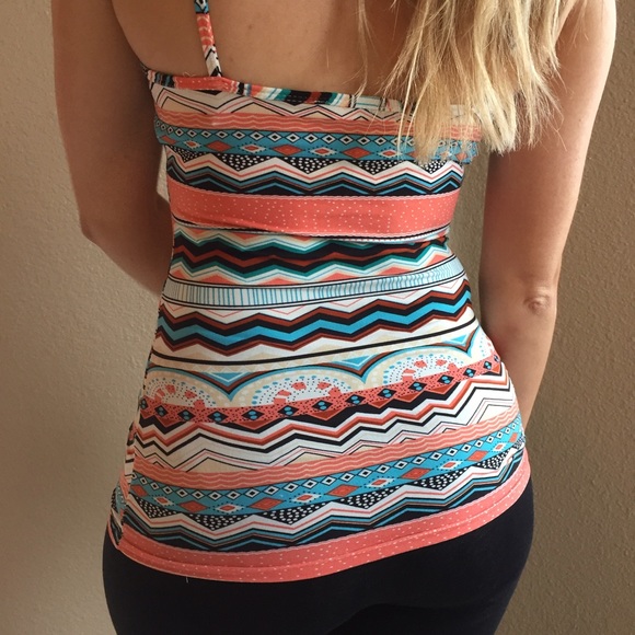 Coral Tribal Print Tank - Picture 2 of 4