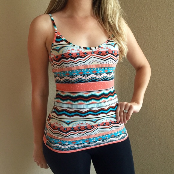 Coral Tribal Print Tank - Picture 3 of 4