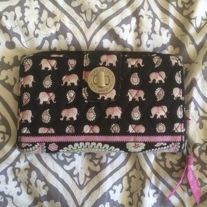 RETIRED Vera Bradley turnlock wallet pink elephant
