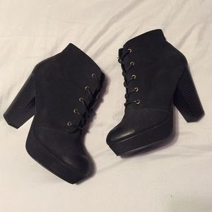 Black Chunky Heel Booties