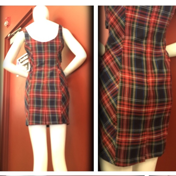 NWT RETAIL Plaid back zip BodyCon Dress - Picture 4 of 4