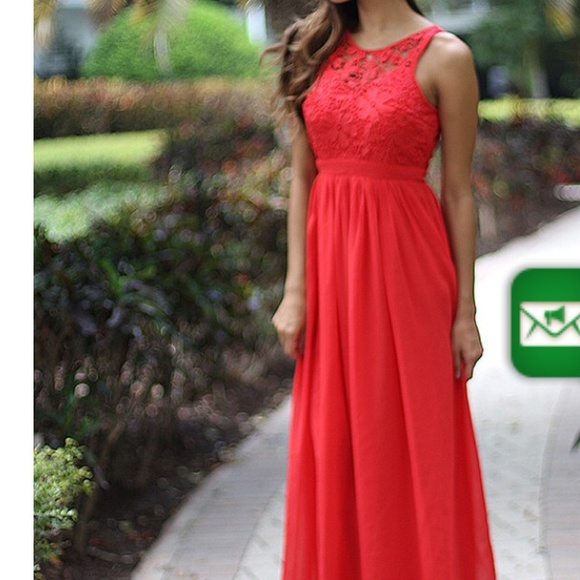 Red Lace Maxi Dress
