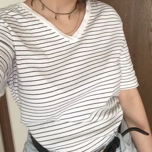 striped v-neck