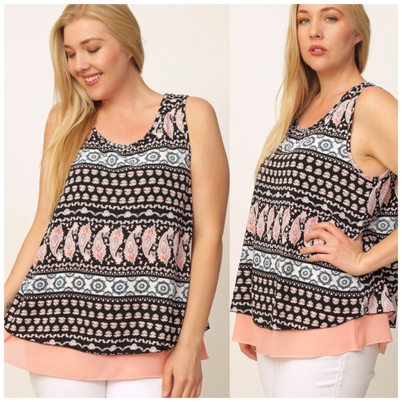 5🌟🌟last 1 Paisley print Black &coral. Plus 2x. - Picture 2 of 3