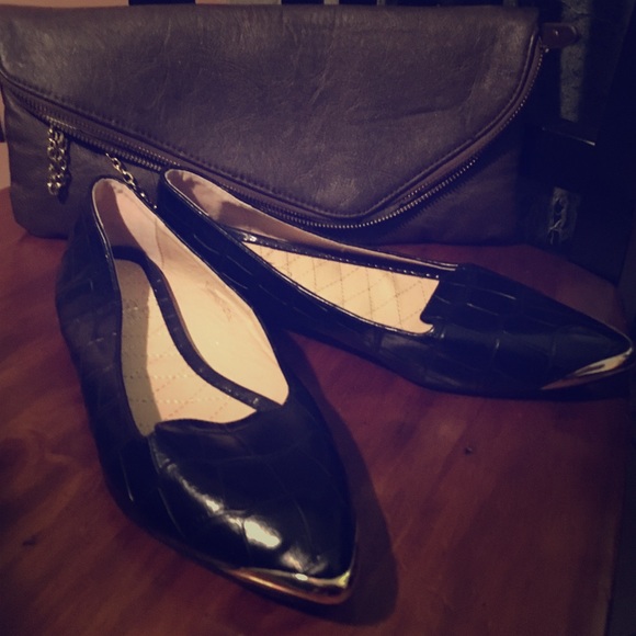 Black crocodile style loafers