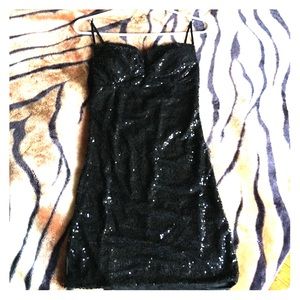 Sequin black mini dress