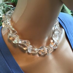 Sparkly "ice cube" necklace and earrings set