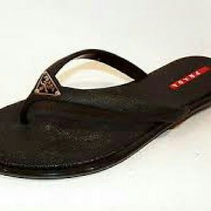 Prada triangle logo flat sandal