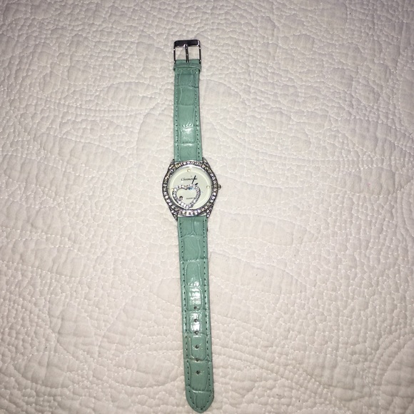 Mint green leather watch