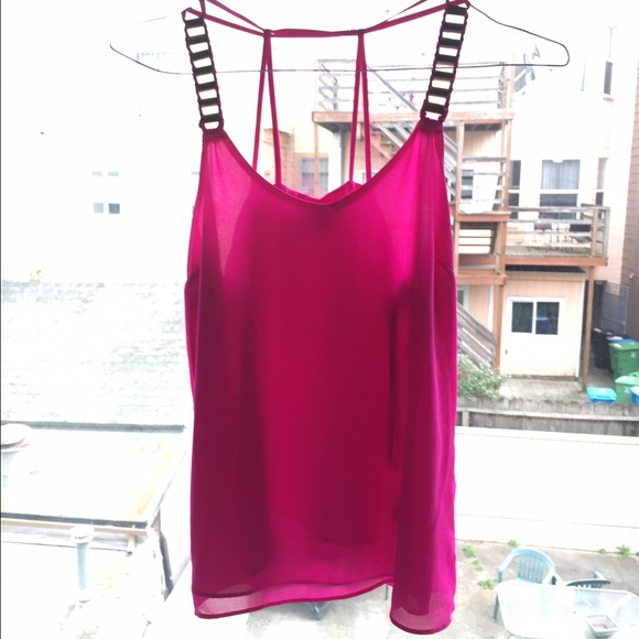 HOLD! XOXO Hot Pink and gold detail tank - Picture 3 of 4