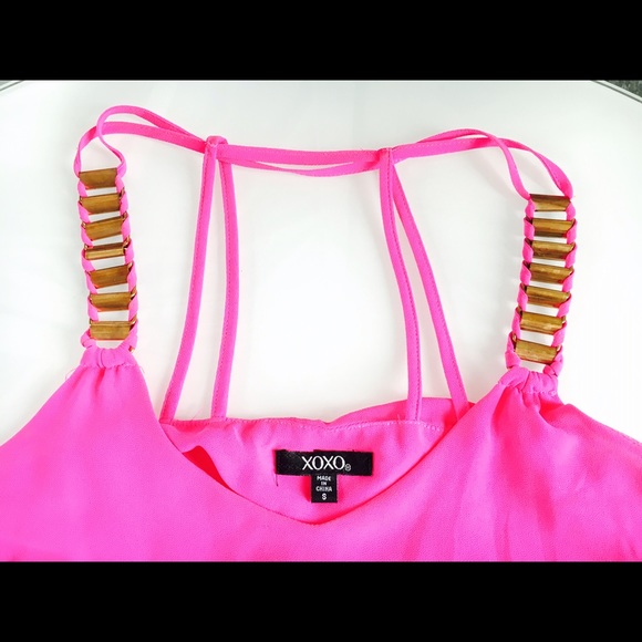 HOLD! XOXO Hot Pink and gold detail tank - Picture 4 of 4