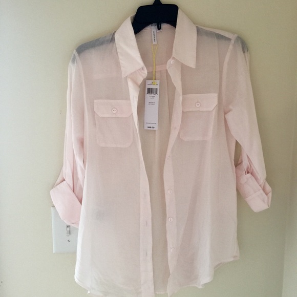 BCBGeneration Sheer Pink Button Up