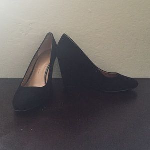 Black Suede Wedge Heels