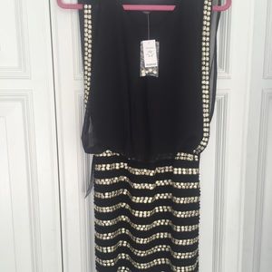 BEBE Sequin Studded Black Cocktail Dress