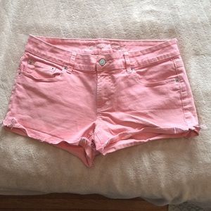 Salmon jean shorts