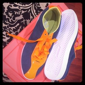 Puma, blue/orange bowling style shoes