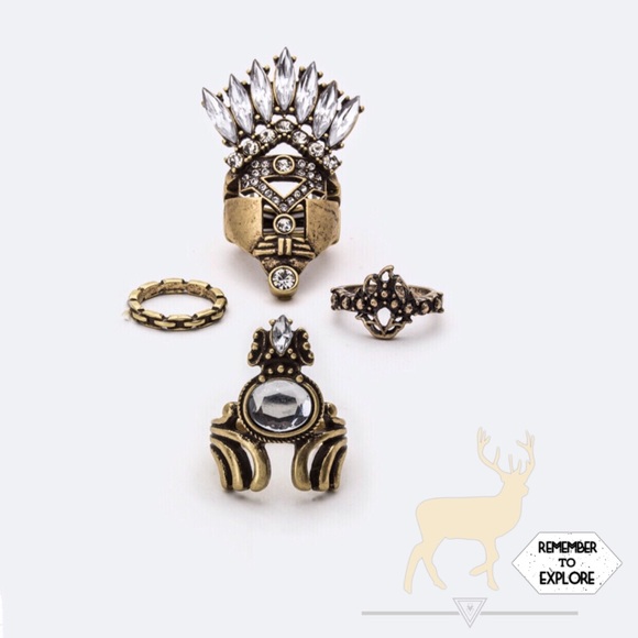•Crystal Tribal Ring Set•
