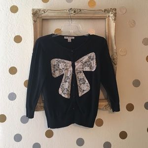 Black cardigan with bow detail