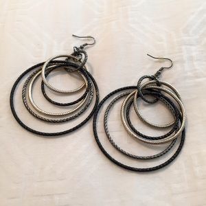 EXPRESS Multi Hoop Earrings - Black & Silver