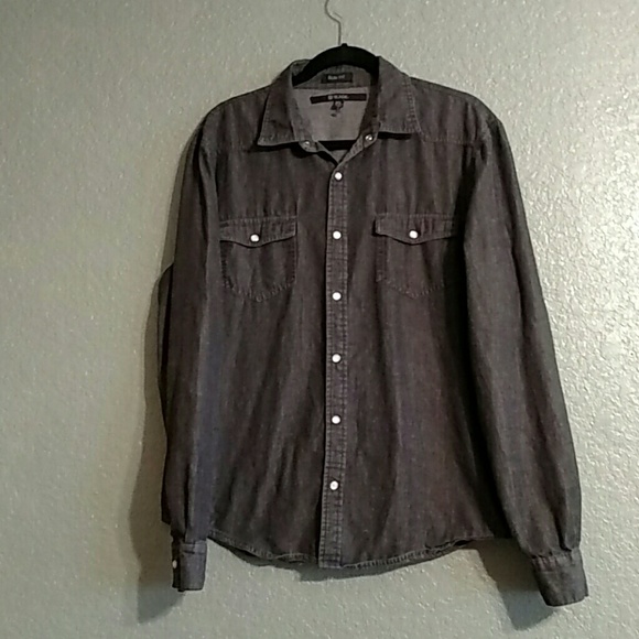 BLACK DENIM BUTTON DOWN MEN'S SHIRT