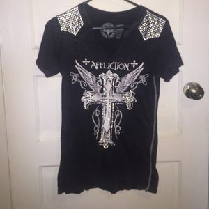 Affliction women's shirt with lots of bling