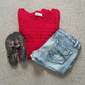 Red Hollister Knit Sweater
