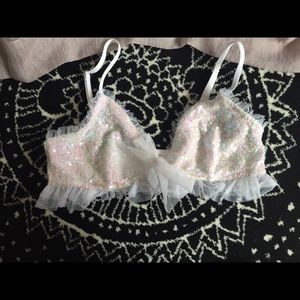 White Sparkle Sequin Bralette