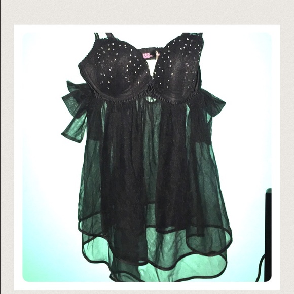 Victoria secrets rhinestone sheer lingerie NWT