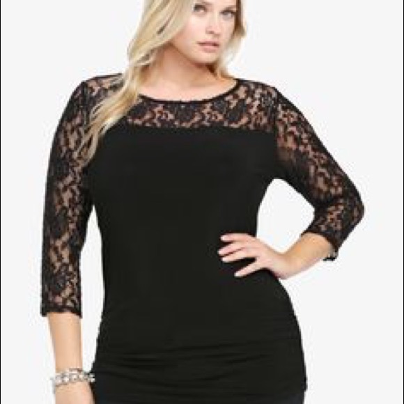 Lace illusion tunic top