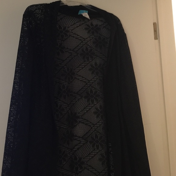 Lace black cardigan sweater