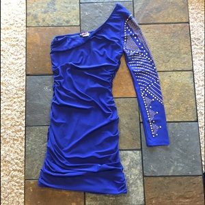 Blue body central mini dress