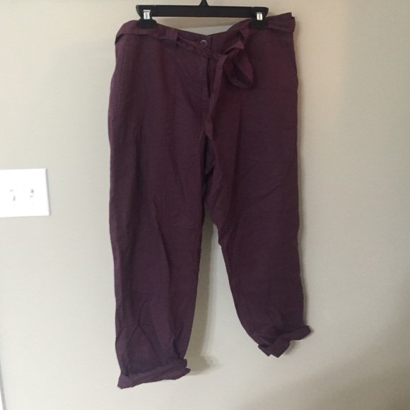Loft linen pants - burgundy- size 10 - Picture 1 of 3