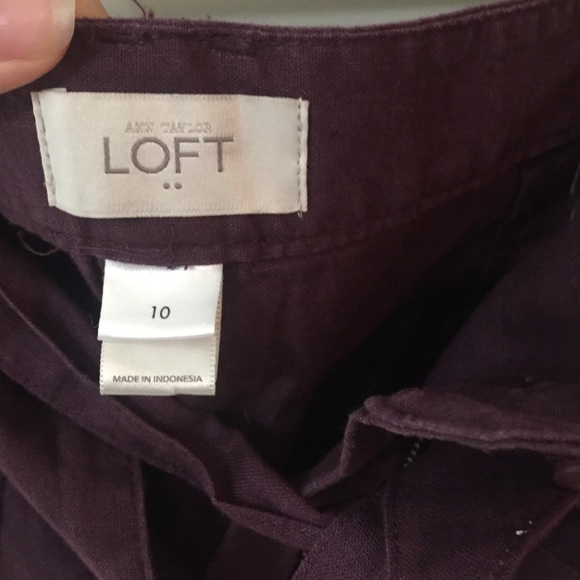 Loft linen pants - burgundy- size 10 - Picture 2 of 3