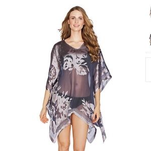 Lands End burnout pewter chiffon/satin swim cover