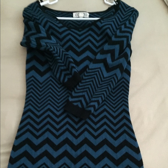 Chevron blue and black dress