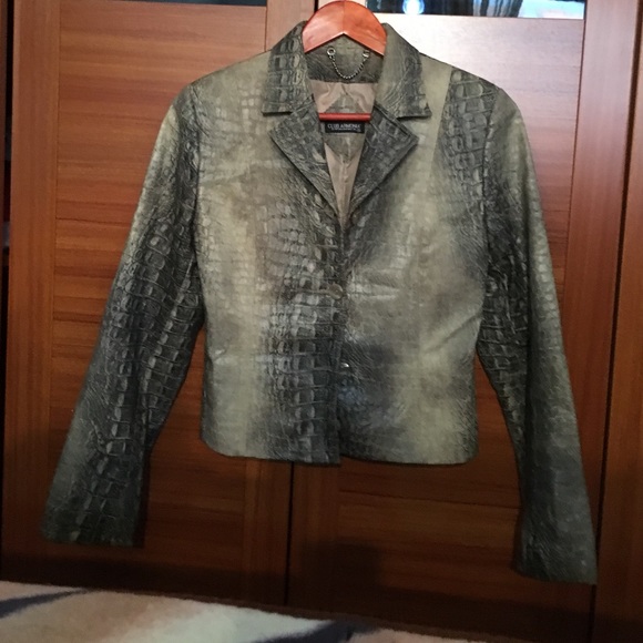 Faux crocodile leather jacket